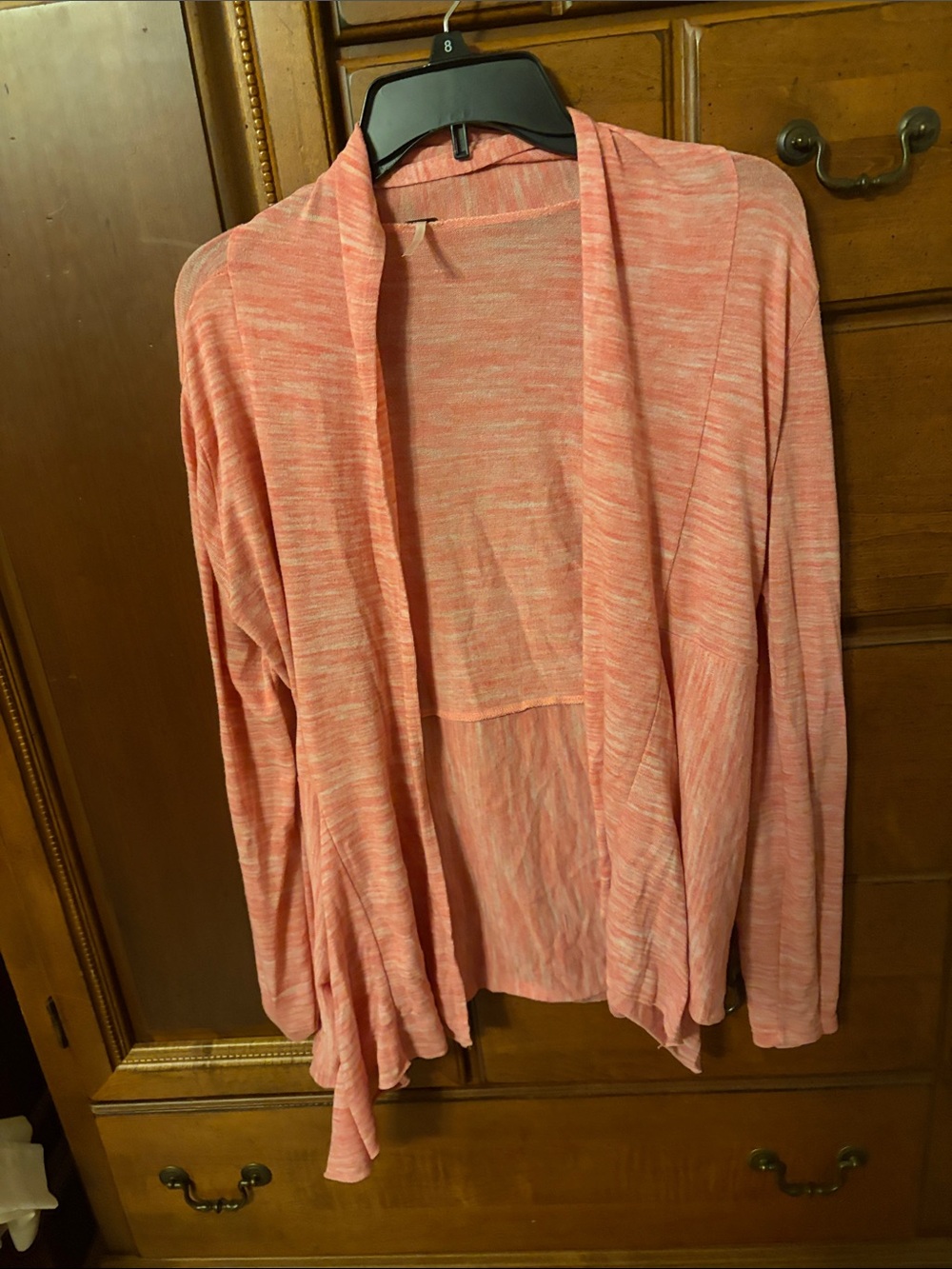 Light Coral Open-Front Women's Cardigan Sweater